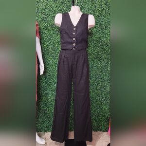 Love Tree Linen Blend Vest & Tailored Pants Set